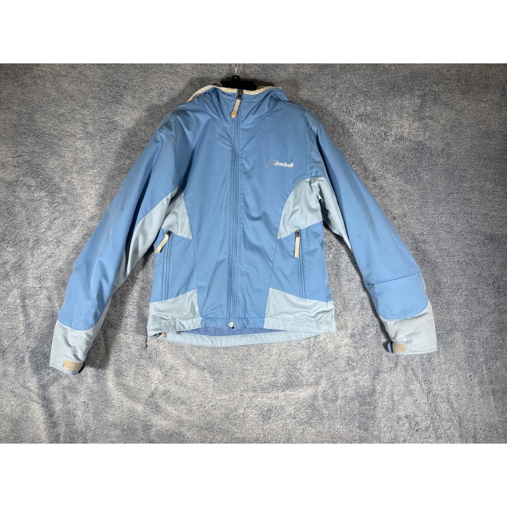 Cloudveil Womens Blue Softshell Hooded Jacket Full Zip Stretch Size Medium